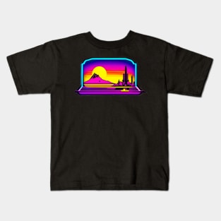 Synthwave sunset sun  astral retro colorfull sticker Kids T-Shirt